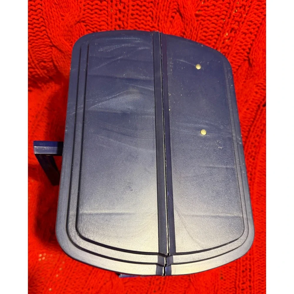 Vintage Sassaby Makeup Organizer Box Floral Navy Blue 90s Vanity Case Mirror